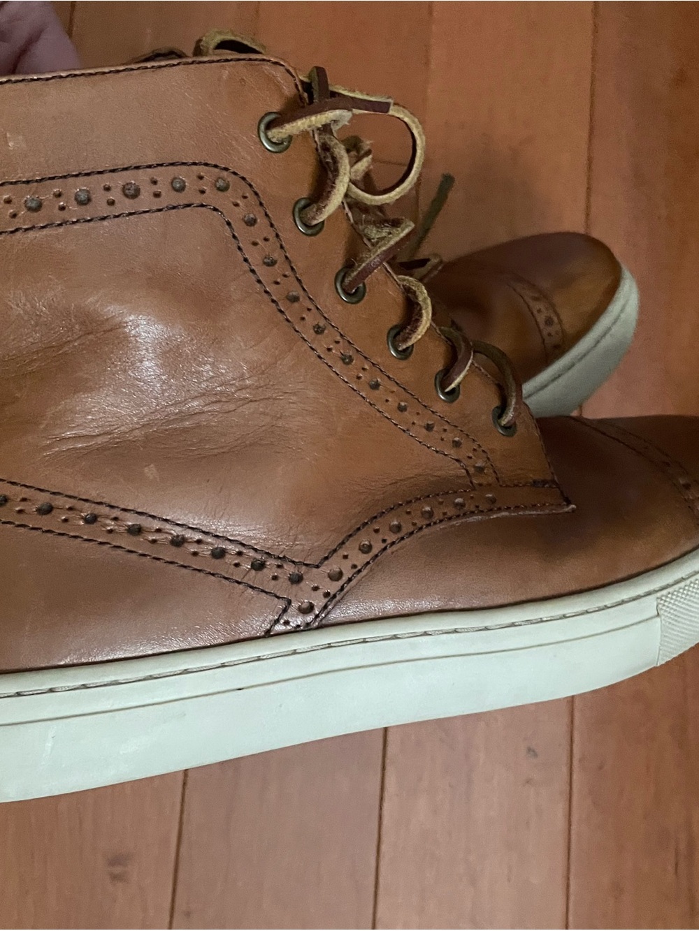 Men's Ralph Lauren Leather High-Top Chukka Sneaker/Boot in Brown